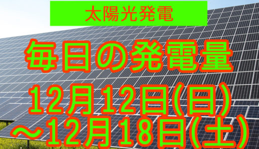 家庭用5.5kwの太陽光発電の毎日の発電量【2021年12月12日(日)～12月18日(土)】