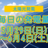 家庭用5.5kwの太陽光発電の毎日の発電量【2022年5月29日(日)～6月4日(土)】
