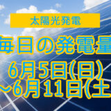 家庭用5.5kwの太陽光発電の毎日の発電量【2022年6月5日(日)～6月11日(土)】