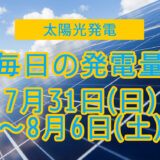 家庭用5.5kwの太陽光発電の毎日の発電量【2022年7月31日(日)～8月6日(土)】