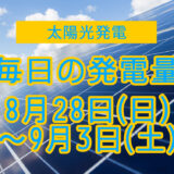 家庭用5.5kwの太陽光発電の毎日の発電量【2022年8月28日(日)～9月3日(土)】