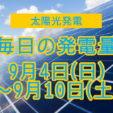 家庭用5.5kwの太陽光発電の毎日の発電量【2022年9月4日(日)～9月10日(土)】