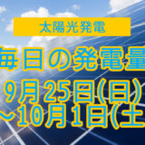 毎日の発電量2022年9月25日～10月1日