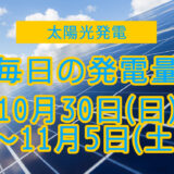 家庭用5.5kwの太陽光発電の毎日の発電量【2022年10月30日(日)～11月5日(土)】