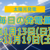 家庭用5.5kwの太陽光発電の毎日の発電量【2022年11月13日(日)～11月19日(土)】