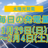 家庭用5.5kwの太陽光発電の毎日の発電量【2023年1月29日(日)～2月4日(土)】