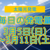 家庭用5.5kwの太陽光発電の毎日の発電量【2023年3月5日(日)～3月11日(土)】