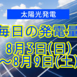 毎日の発電量2025年8月3日～8月9日