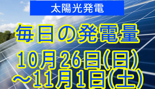 家庭用5.5kwの太陽光発電の毎日の発電量【2025年10月26日(日)～11月1日(土)】