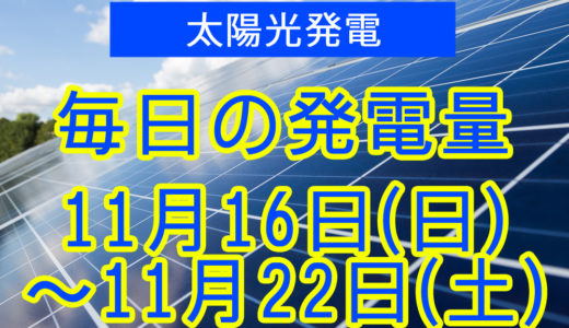 家庭用5.5kwの太陽光発電の毎日の発電量【2025年11月16日(日)～11月22日(土)】